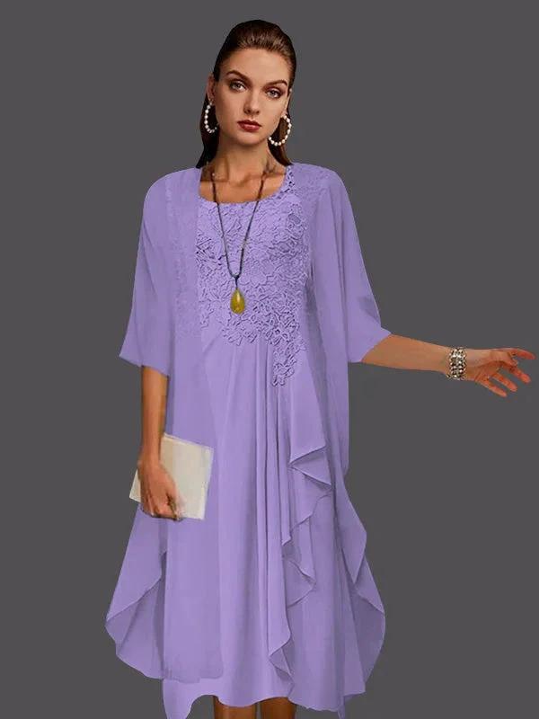 Two Piece A-Line Chiffon Lace Sleeveless Jacket Dresses with Pleats Appliques by Dreamylily