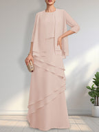 Sheath Scoop Floor-Length Chiffon Mother of the Bride Dress