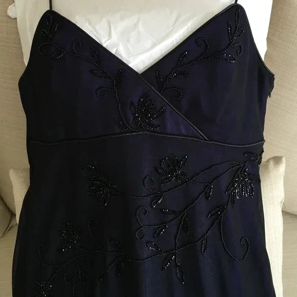 Gorgeous Straps Navy Blue V Neck Prom Dress Chiffon Beaded Party Dress Evening Gown Y7563 by simplepromdress