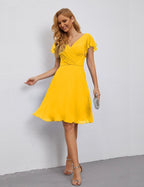 Numbersea U Back Homecoming Dress Formal Prom Dress Knee Length Short Sleeves Cocktail Party Dress 28077 by numbersea