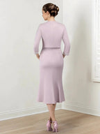 Sheath/Column Mother of the Bride Dresses with Jacket & Beading by Dreamylily