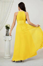 Numbersea Formal Party Gown Dress Chiffon Halter Long Sleeveless Bridesmaid Dresses 2802 by numbersea