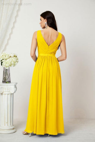Women's Chiffon Long Bridesmaid Dresses A line Sleeveless Formal Prom Gown for Evening Party Homecoming Dresses 2808