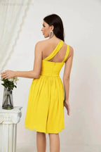 Numbersea Women Chiffon Short One Shoulder Bridesmaid Dress Formal Dresses for Party Homecoming 2804 by numbersea