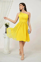 Numbersea Women Chiffon Short One Shoulder Bridesmaid Dress Formal Dresses for Party Homecoming 2804 by numbersea