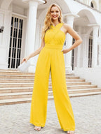 Numbersea Crisscross Neck Jumpsuit Formal Evening Dress Long Bridesmaid Dresses Bell-bottomed Pants 28033 by numbersea