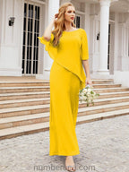 Sunnderly Formal Party Gown Dress Long Mother of The Bride Dresses with Ruffle Cape SY28026 by numbersea