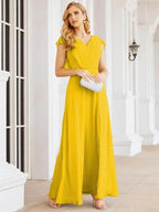 Sunnderly Bridesmaid Dresses Cape Formal Prom Dress Open Back Gowns for Mother of The Bride SY28058 by numbersea