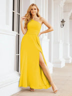 Numbersea One Shoulder Bridesmaid Dresses Long Formal Prom Gowns 28048