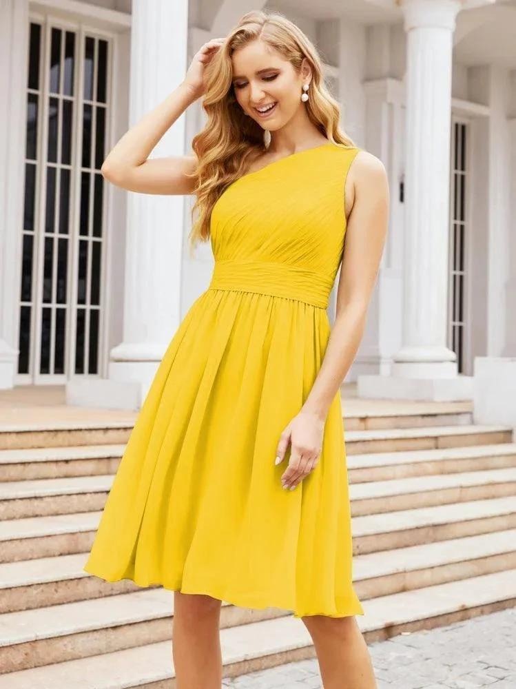 Numbersea Homecoming Dress One Shoulder Pleated Short Formal Prom Gowns 28046 by numbersea