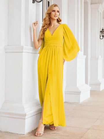 Numbersea Bridesmaid Dresses with Split for Wedding Party Flutter Sleeves 28045