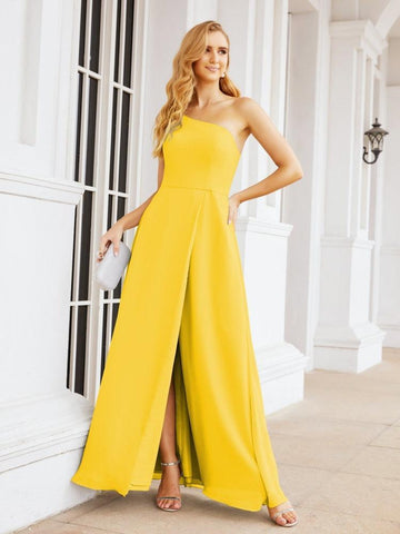 Numbersea Women's One Shoulder Formal Prom Gowns for Mother of The Bride Side Slit Bridesmaid Dresses 28052