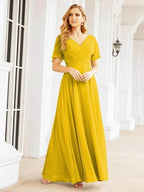 Numbersea Formal Prom Gowns for Mother of The Bride Short Sleeves Bridesmaid Dress 28049 by numbersea