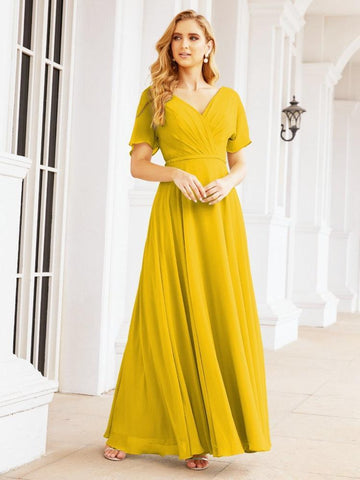 Numbersea Formal Prom Gowns for Mother of The Bride Short Sleeves Bridesmaid Dress 28049