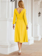 Bridesmaid Dress V-Back Waist Belt Mother of the Bride Wedding Guest SY28031 by numbersea