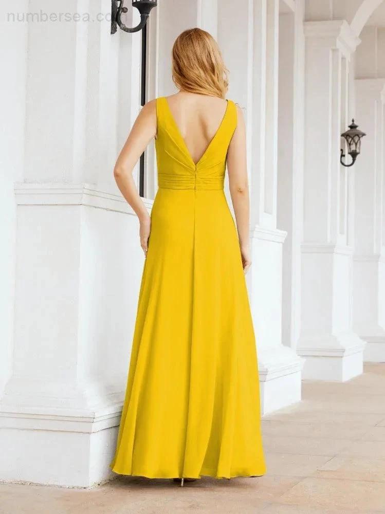 Numbersea Bridesmaid Dresses for Wedding Ruffles Long Formal Prom Gowns 28039 by numbersea