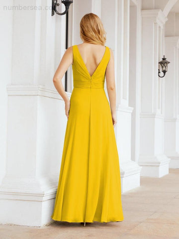 Numbersea Bridesmaid Dresses for Wedding Ruffles Long Formal Prom Gowns 28039