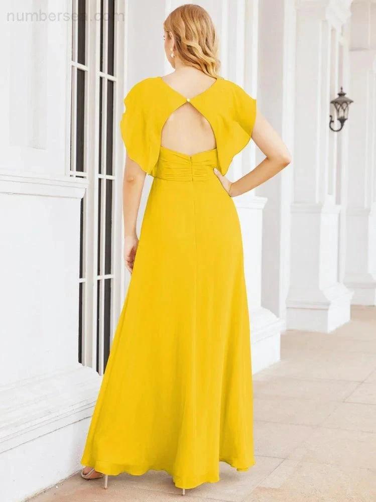 Sunnderly Bridesmaid Dresses Cape Formal Prom Dress Open Back Gowns for Mother of The Bride SY28058 by numbersea