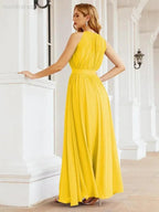 Numbersea Halter Bridesmaid Dress Empire Waist Formal Evening Prom Gown for Mother of The Bride 28030 by numbersea
