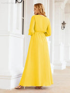 Sunnderly Women's Chiffon Bridesmaid Dress A line Long Sleeves Formal Evening Prom Gown for Wedding Guest SY28032 by numbersea