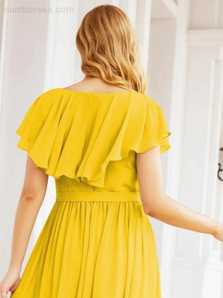 Bridesmaid Dresses with Flutter Sleeves Formal Evening Party Prom Gowns 28044 by numbersea