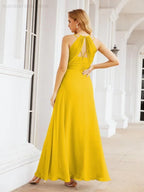 Vestidos de Damas de Honra Numbersea com Alças Duplas de Espaguete para Mulher Vestido Longo Formal para Festa com Fenda Lateral 28051