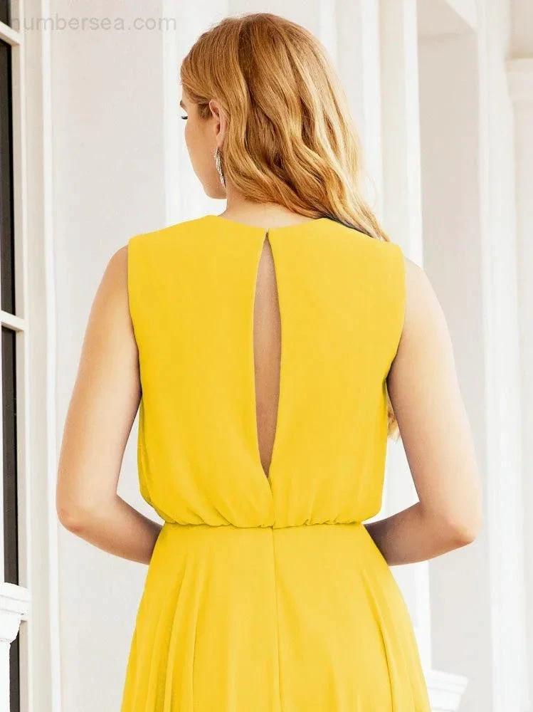 Numbersea Sleeveless Long Bridesmaid Dress A line Formal Evening Prom Gown 28025