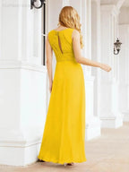 Formal Prom Gown Elegant V-Neck Sleeveless Bridesmaid Dresses for Wedding Party 28037 by numbersea