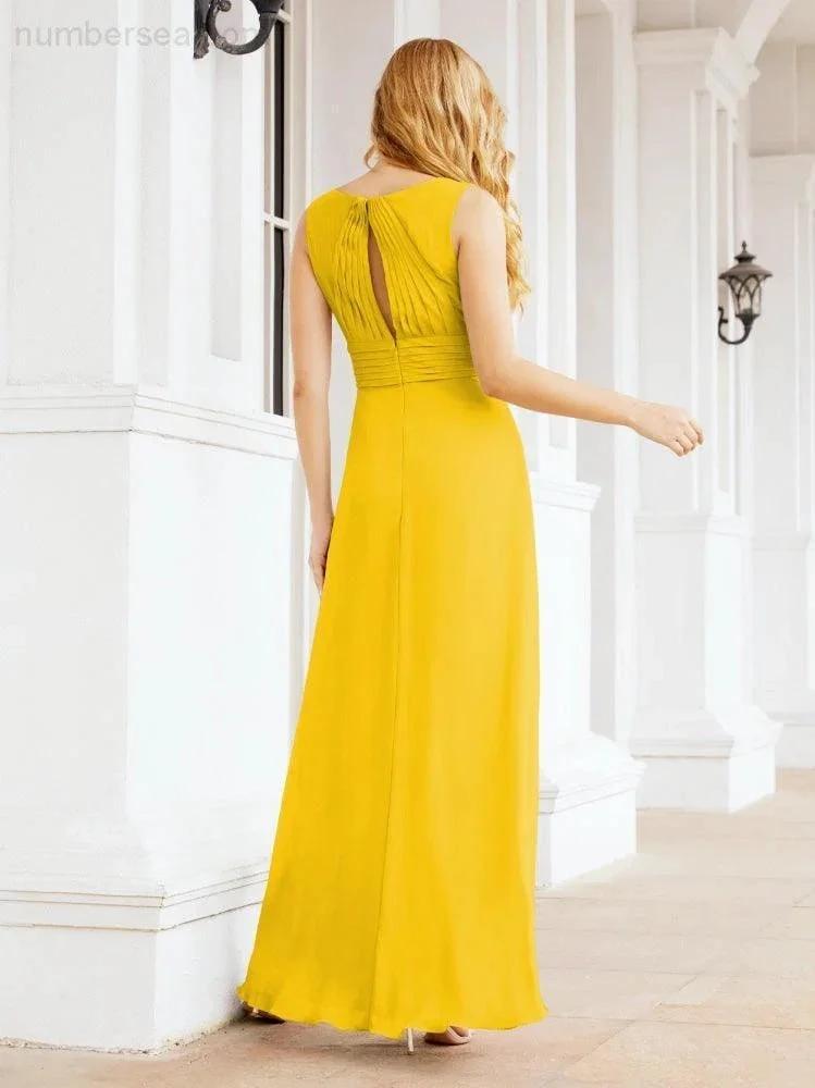 Formal Prom Gown Elegant V-Neck Sleeveless Bridesmaid Dresses for Wedding Party 28037 by numbersea