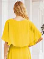 Numbersea Bridesmaid Dresses for Wedding Formal Evening Party Prom Gown with Cape 28050