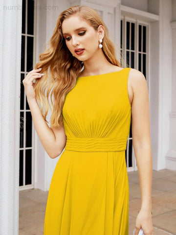 Numbersea Bridesmaid Dresses for Wedding Ruffles Long Formal Prom Gowns 28039