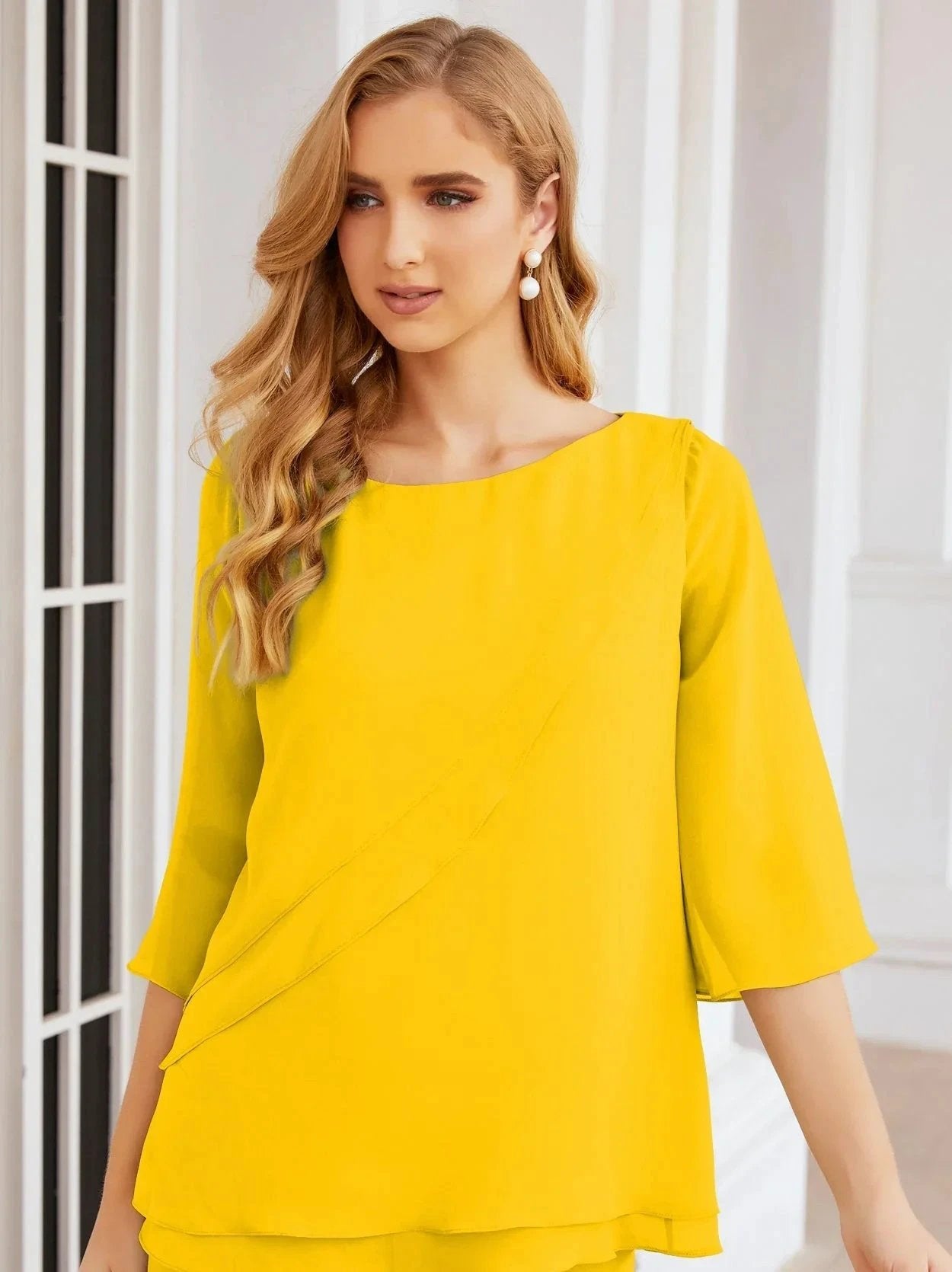 Sunnderly Elegant 2 Piece Mother of The Bride Dress Plus Size Pant Suits Ruffle Layers Sliver Housecoat SY28064 by numbersea