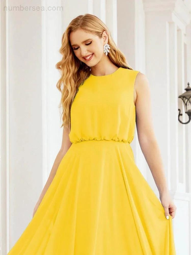 Numbersea Sleeveless Long Bridesmaid Dress A line Formal Evening Prom Gown 28025