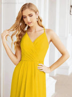 Numbersea Spaghetti Strap Bridesmaid Dresses V-Neck Long A-Line Formal Prom Gowns 28063 by numbersea