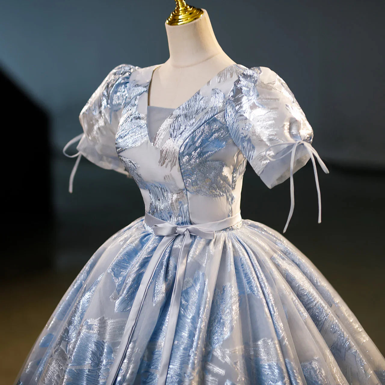 Elegant Blue Print Ball Gown A Line Quinceanera Dress Y7678 by simplepromdress