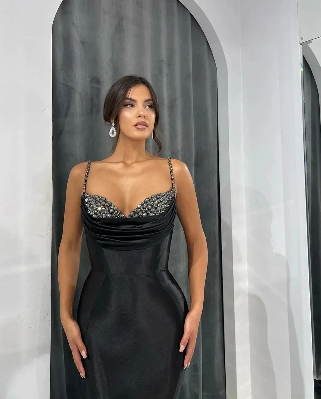 Long Mermaid Spaghetti Straps Sweetheart Satin Evening Prom Dress by BIZTUNNEL