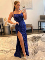 Alayna |Mermaid Spaghetti Straps Long Sequins Prom Dress by KissProm
