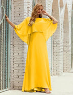 Sunnderly Bridesmaid Dress Women Long Sleeve V-Neck Chiffon Formal Wedding Party Dress SY28018 by numbersea