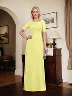 A-line Scoop Floor-Length Lace Chiffon Mother of the Bride Dress With Sequins by Dreamylily