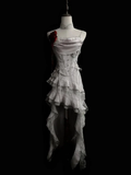 Vintage Silver Gray Asymmetrical Ruffle Lace Satin Short Birthday Dress Homecoming Dress Y7818 by simplepromdress