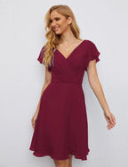 Numbersea U Back Homecoming Dress Formal Prom Dress Knee Length Short Sleeves Cocktail Party Dress 28077 by numbersea