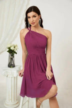 Numbersea Women Chiffon Short One Shoulder Bridesmaid Dress Formal Dresses for Party Homecoming 2804 by numbersea
