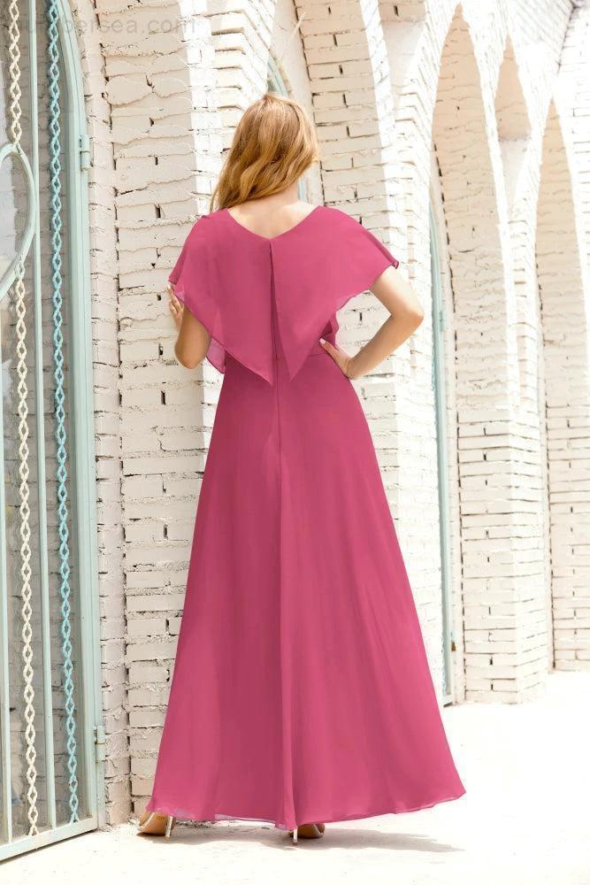 Numbersea Mother of The Bride Dresses Plus Size V-Neck Floor Length Formal Prom Dress for Wedding Guest 28020 by numbersea