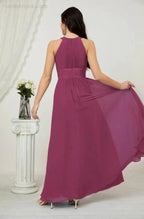Numbersea Formal Party Gown Dress Chiffon Halter Long Sleeveless Bridesmaid Dresses 2802 by numbersea