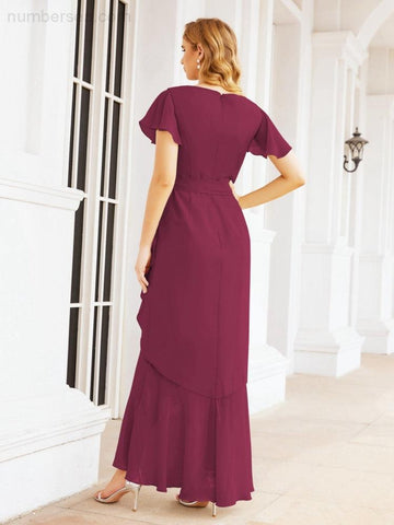 Numbersea Ruffled Bridesmaid Dresses Mermaid Formal Violin Evening Party Prom Gowns 28042