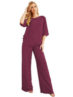 Sunnderly Elegant 2 Piece Mother of The Bride Dress Plus Size Pant Suits Ruffle Layers Sliver Housecoat SY28064 by numbersea