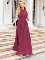 Numbersea Halter Bridesmaid Dress Empire Waist Formal Evening Prom Gown for Mother of The Bride 28030 by numbersea