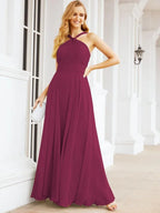 Numbersea Abiti da damigella incrociati con collo all'americana per festa, matrimonio, sera, ballo di fine anno, abiti lunghi da ballo 28053