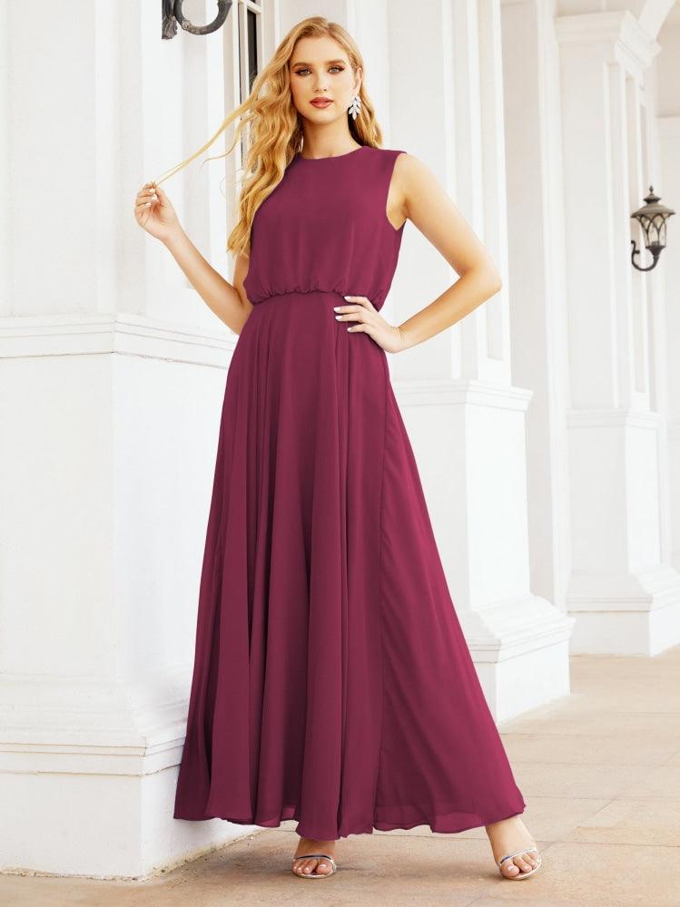 Numbersea Sleeveless Long Bridesmaid Dress A line Formal Evening Prom Gown 28025