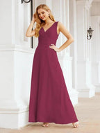 Formal Prom Gown Elegant V-Neck Sleeveless Bridesmaid Dresses for Wedding Party 28037 by numbersea